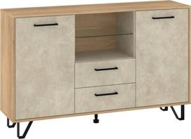 Komoda Meblocross Boss Bos-03 2D2S, kremonos-granados/smėlio spalvos