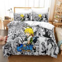 Septynios mirtinos nuodėmės Anime Meliodas Patalynės komplektas 3D spausdintas Tinka miegamajam Antklodės užvalkalų komplektas Su pagalvių užvalkalais Vaikams Namų tekstilė 70x133cm 3pcs