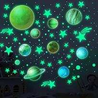 Šviečiančios tamsoje žvaigždės sienų lipdukai Šviečiantys tamsoje lipdukai lubų žvaigždės, planetos Vaikų sienų dekoracijos