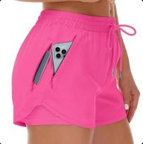 Women's 5  Quick-Dry Lightweight Running Shorts with Zipper 2X-Large rožinė raudona spalva