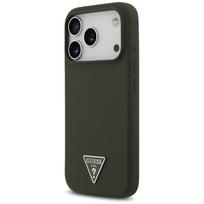GUESS Silicone Triangle Logo MagSafe Case for iPhone 17 Pro, khaki