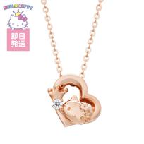 Hello Kitty karoliai 45-ojo jubiliejaus proginis aksesuaras Širdelės karūna Sanrio personažai Kubinis cirkonis Sidabras 925 40cm Rožinis auksas baltoji dobilė Dovana