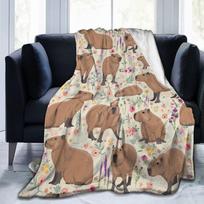 Animacinis Kapibara ir Jūrų kiaulytė Flanelinis pledas - Mielas Gyvūnų Dizainas Lovai & Sofai 70x100 cm modelis 3 spalva