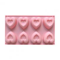 Food Grade Silicone Mold Heart Shape Silicone Mold 8-cavity Flexible Baking Mold Nonstick Chocolate Candy Soap Kitchen Dessert rožinė