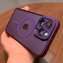 iPhone 11 12 13 14 15 16 Pro Max Plus mini Magnetic Wireless Charging Case For Luxury Matte Armor Magsafe Shockproof Hard Cover For iphone 16 tamsiai violetine spalva