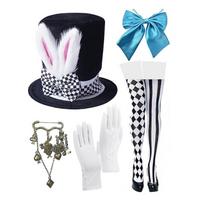 Rabbits Ears Top Hat Easter Day Costume Accessories White Gloves Striped and Plaids Stockings Party Supplies 1 balta