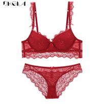 DKGEA Top Sexy Moteriškas apatinių rinkinys Balta Push Up Liemenėlė Siuvinėti Nėriniai Liemenėlė 70A juoda