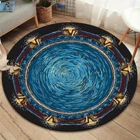 Vortex kryžiuojantis vartai apvalus kilimas, kilimėlis svetainei, miegamajam, sofai, žaidimų kambariui dekoruoti, neslystantis grindų kilimėlis 80cmx80cm