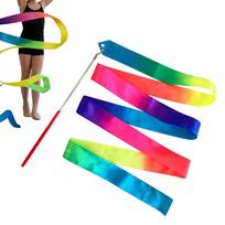 Ritminei gimnastikai juosta, gradiento spalvos, šokio praktikos įranga, gimnastikos šokio juostelės ikimokyklinukams, muzikos pamokoms
