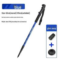 Lauko aliuminio lydinio teleskopinis neslystantis smūgius sugeriantis lazdas, skirtas žygiams pėsčiomis ir vyresnio amžiaus žmonėms straight handle, 3 sections (60-130cm) mėlyna