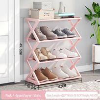 Creative X-shaped Dustproof Shoe Rack with Steel Pipes for Easy Assembly Zipper Bag Packaging [60 sets/box wholesale] rožinė