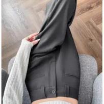 Women's Gray Wide-Leg Pants High-Waisted Loose Fit Office Casual Trousers S juoda