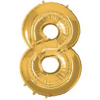 Pripučiamas skaičius „8“ auksinis 40 cm gimtadieniui