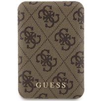 GUESS Induction power bank 15W GUPB5FP4EMGW 5000mAh brown/brown 4G Leather Metal Logo MagSafe