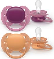 Philips Avent - Ultra soft soother, 18+m, lyserød/orange