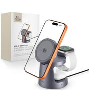 Pilkas belaidis 25W pakrovėjas - stovas "Tech-Protect QI2.2-25W-A48 3in1 Magnetic Magsafe"