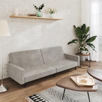 Dvivietė sofa-lova，Poilsio sofa, šviesiai pilkos spalvos, aksomas CFE77344