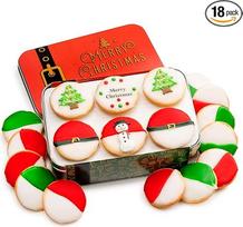 Weihnachtsplätzchen, dekorierte schwarz-weiße Kekse in Dose, Gourmet-Lebensmittel-Geschenk-Box, Urlaubsgeschenke, Firmenidee, für Männer und Frauen, Prime Delivery 18 Stück Custom Cookies