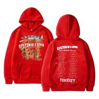 Rock Band System of A Down Toxicity Tour Hoody Vyrams Moterims Gotikinis Punk Vintage su Gobtuvu Megztinis Vyriški Vilnos Per dydį Hoodies S raudona