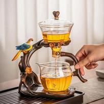 Stiklinis automatinis arbatos rinkinys buičiai, lengvo prabangos, aukščiausios klasės puodelis, magnetinis arbatinukas, tinginio arbatos virimo aparatas 1 set-05