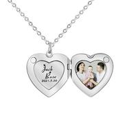 Delicate Heart Locket Pendant Necklaces for Women, Custom Photo Necklace Stainless Steel Photo Frame Promise Love Keepsake Gift 50cm&Silver