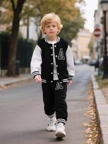 2025 Autumn/Winter Hot-Selling Kids' Color Block Hooded Baseball Jacket 90 cm juoda