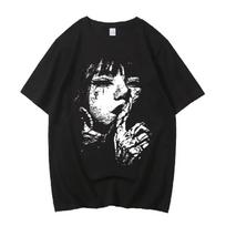 Cartoon Junji Ito Uzumaki T-Shirt Horror Japan Guro Funny Girl Anime High Quality Cotton T Shirt Gift Shirt1 S juoda