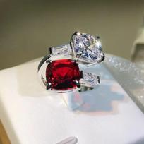 Retro  Sterling Silver Open Rings for Woman Korean Fashion Ruby  Adjustable Party Girls' Luxury Wedding Ring resizable sidabras