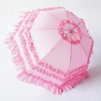 Mielas princesės nėrinių skėtis ilga rankena Pagoda Parasol Gothic Lolita Marriage Didelis skėtis Pusiau automatiniai vestuviniai skėčiai full-fiber&8K rožinė