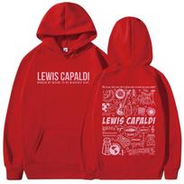 Dainininko Lewis Capaldi albumo spaudinio gobtuvas vyrams moterims vilnos drabužiai megztinis su gobtuvu laisvalaikio rudens/žiemos per didelis gobtuvas 2XL raudona