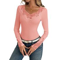 women's fashionable and elegant lace top XXL rožinė