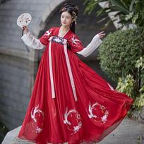 Kiniška suknelė šokių suknelė Tang dinastijos Hanfu moterų senovinis kostiumas, patobulintas siuvinėjimas, sijonas su dviguba krūtine, moteriški drabužiai S rožinė