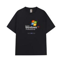 Windows XP Professional Spausinti Marškinėliai Laisvalaikio Apykaklės Laisvi Patogūs Kvėpuojantys Medvilniniai Marškinėliai Hippie Stiliaus Moteriški Marškinėliai S juoda