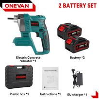 ONEVAN 1100W 15500VPM Elektrinis betono vibratorius Betono sutankintojas Betono maišymo elektrinis įrankis 21V 18v baterijai 2 Battery 1EU Plug