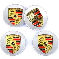 Dekoravimo aksesuarai - Porsche - Ratų dangteliai - 76 mm - Pilki - Rinkinys iš 4 vnt.