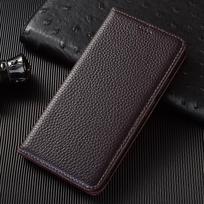 Litchi natūralios odos atverčiamas dėklas, skirtas Samsung Galaxy S8 S9 S10 S10e S20 S21 S22 S23 S24 S25 FE Edge Plus Ultra telefono dėklams S8&Genuine Leather kava
