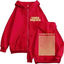 Rock Band Tame Impala Albumas Užtraukiamas su gobtuvu vyriškas moteriškas gotikinis hip hopo vintažinis džemperis su vilna didelio dydžio laisvalaikio paltai street wear S raudona