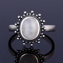 Round Oval Big Natural Moonstones Rings Women's S Silver Rings Gifts Vintage Fine 6
