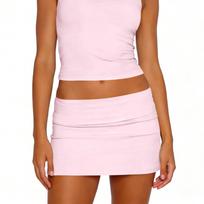 Women's Fashion Sexy Hot Girl Short Skirt Fitted Bodycon Color Skirt XL rožinė