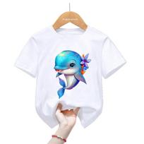 Vandenlenčių Delfinų Meilės Spausdinimo Marškinėliai Mergaitėms/Berniukams Harajuku Kawaii Vaikų Drabužiai Vasaros Mada Trumpomis Rankovėmis Marškinėliai 110