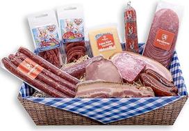 "Wurstbaron® Bayern Maxi" dovanų dėžutė su saliamiu, kumpiu ir šonine, apie 1,965 kg dešrų pakuotė