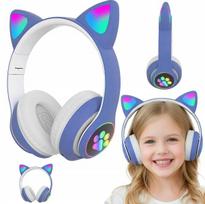 Belaidės „Bluetooth“ ausinės – „Cat Ear LED“ žaidimų ausinės, mėlynos spalvos