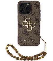 Rudas dėklas Apple iPhone 15 Pro Max telefonui "Guess PU 4G Metal Logo Strap Case"