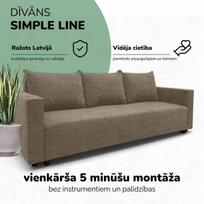 Klasikinis sofa-lova „Simple Line“ su skalbinių dėže, „Podrez“, smėlio spalvos