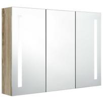 Veidrodinė vonios spintelė su LED, ąžuolo, 89x14x62cm CFE2523140