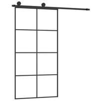 Stumdomos durys su įrangos rinkiniu, VidaXl, 102,5x205cm, ESG/aliuminis Juoda, Juoda