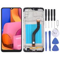 Originalus LCD ekranas, skirtas Samsung Galaxy A20s, su lietimui jautriu paviršiumi, pilnas surinkimas su rėmeliu (Juoda) juoda