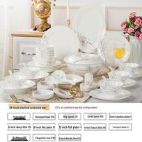 Jingdezhen Rožinio Aukso Keramikos Indų Rinkinys 58-Piece Set