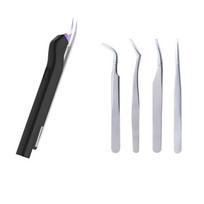 HHO-Blakstienų pincetas su LED šviesa, priauginimo lempa, UV šviesa, nešiojamas blakstienų klijų šviesos įjungimas ant pinceto, blakstienų priauginimas violetinė