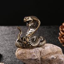 Vintage Brass Cobra Zodiac Snake Ornament for Office Desk Decoration
